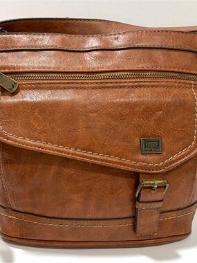 b.ø.c Born Concept Brown Distressed Leather Crossbody Bag Purse